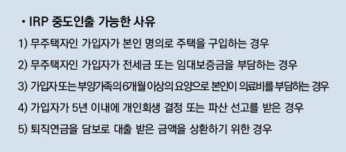 IRP 중도인출 가능한 사유