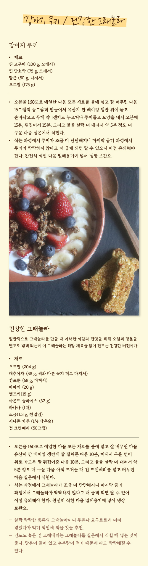 강아지 쿠키/건강한 그래놀라 레시피