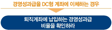 경영성과급을 DC형 계좌에 이체하는 경우 : 퇴직계좌에 납입하는 경영성과급 비율을 확인하라