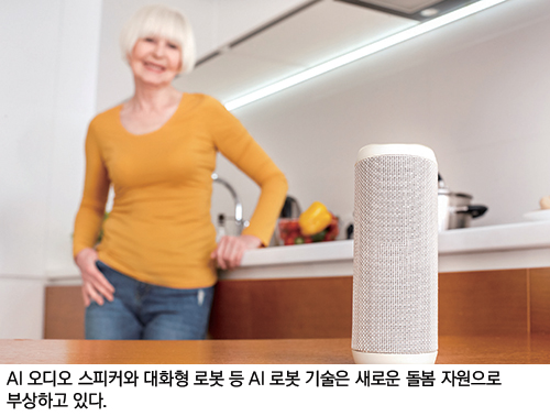 AI 오디오 스피커와 대화형 로봇 등 AI 로봇 기술은 새로운 돌봄 자원으로 부상하고 있다.